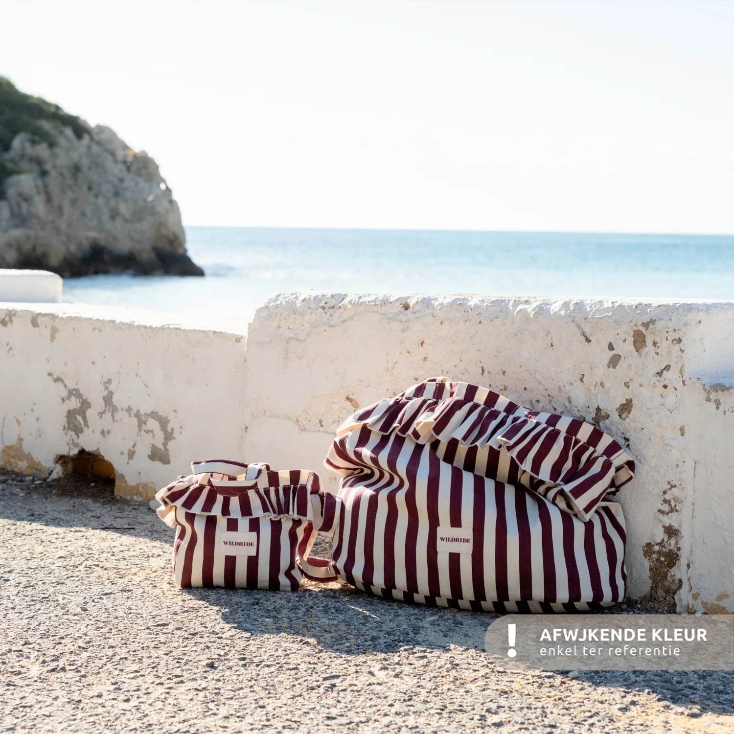 Wildride Ruffle handtas mini beige stripe bij Duifhuizen