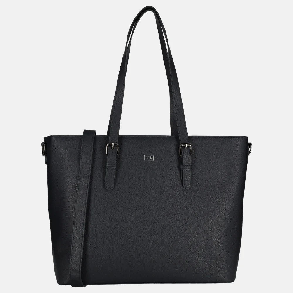 Duifhuizen Saffiano shopper met laptopvak L donker navy