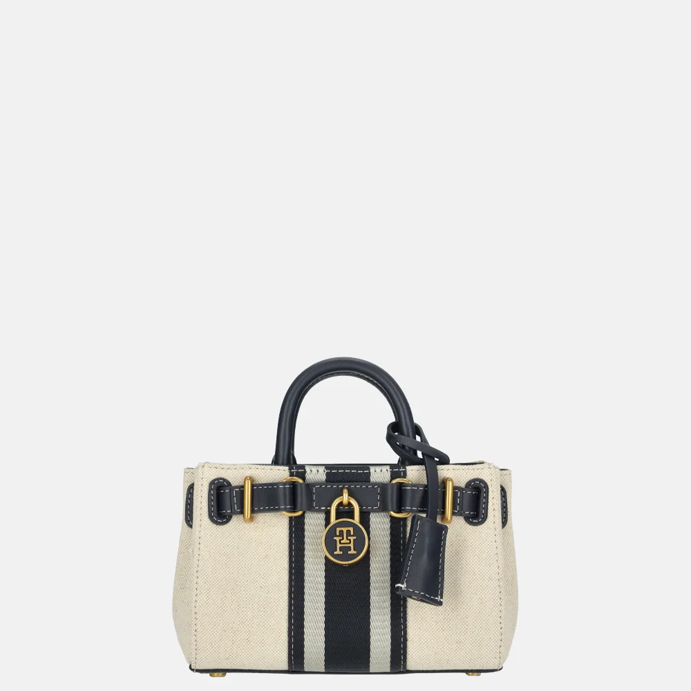 Tommy Hilfiger American Icon micro handtas white canvas/blue bij Duifhuizen