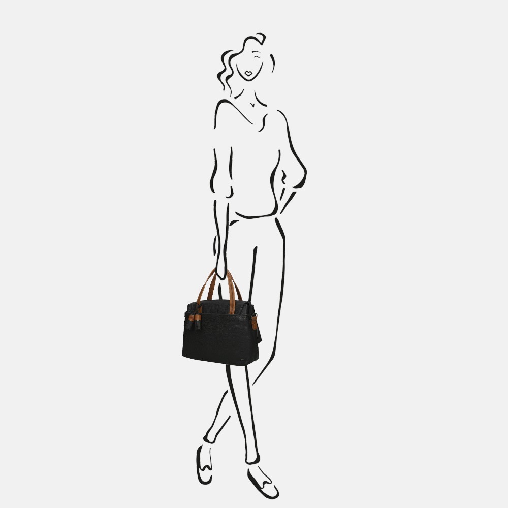 Berba Chamonix handtas M black bij Duifhuizen