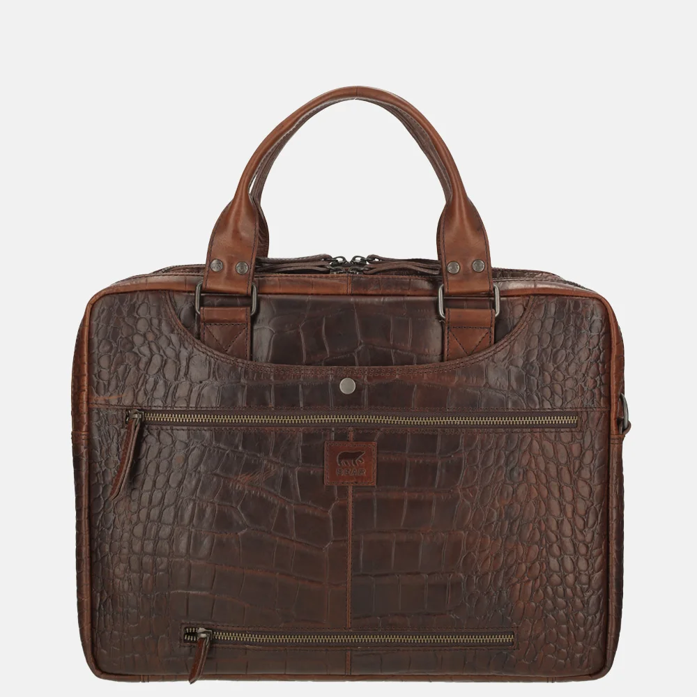 Bear Design Laptoptas 15 inch croco donkerbruin bij Duifhuizen