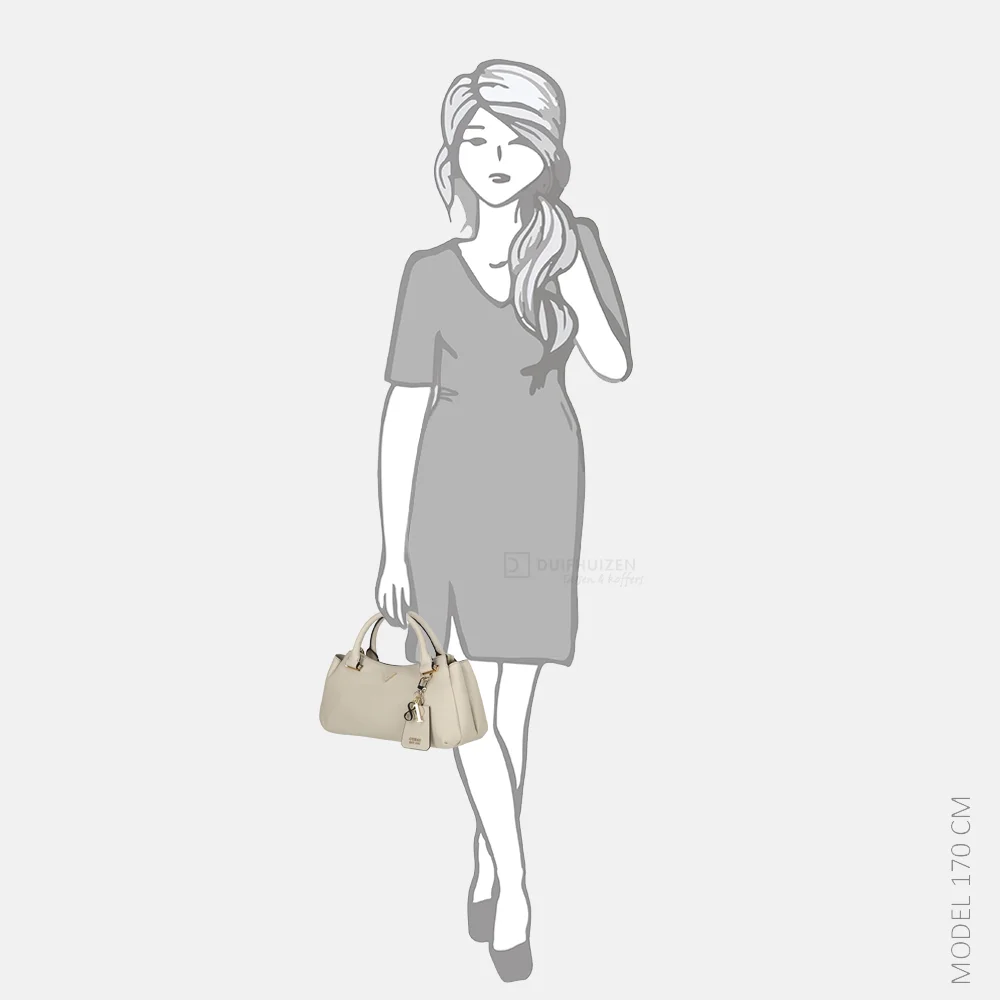 Guess Evie triple comp satchel handtas light taupe bij Duifhuizen