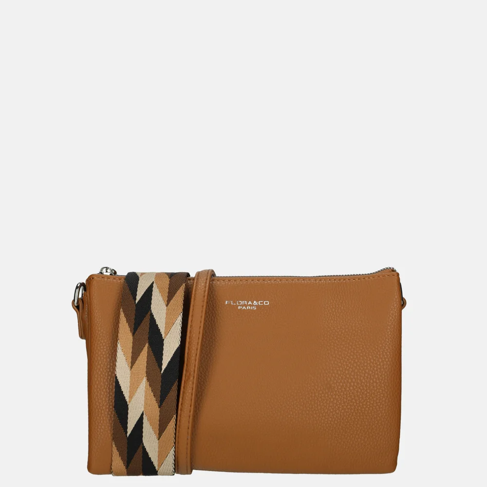 Flora & Co crossbody tas camel bij Duifhuizen