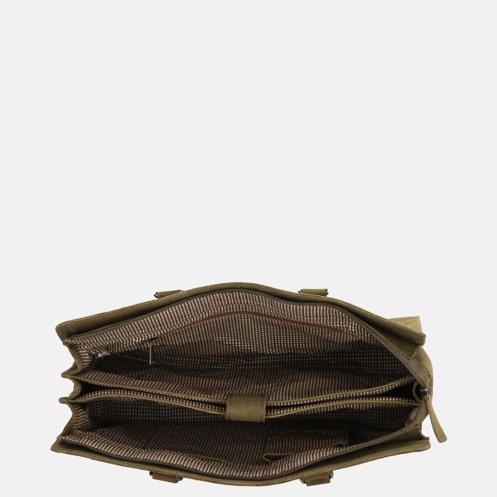 Hide & Stitches laptoptas 15.6 inch olive green bij Duifhuizen