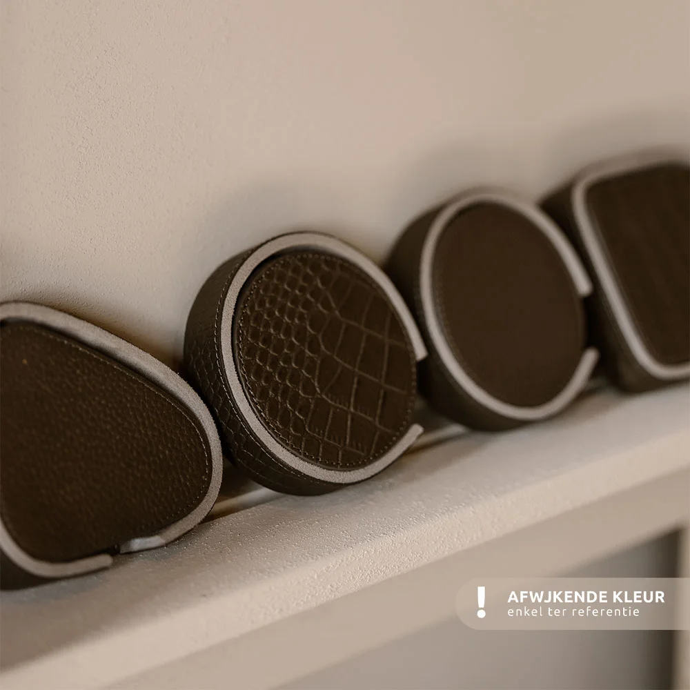 Chamada leren ronde onderzetters croco black bij Duifhuizen