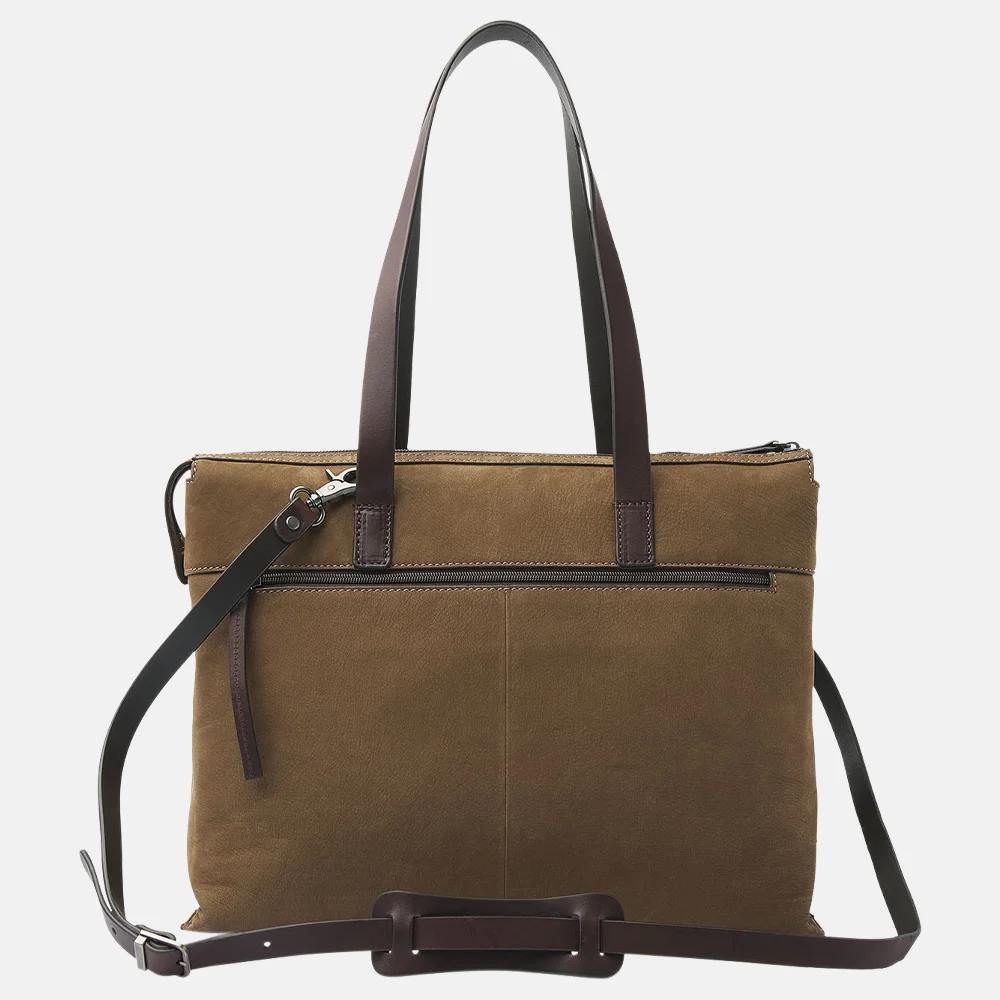 Castelijn en Beerens Nubuck schoudertas 15 inch taupe bij Duifhuizen