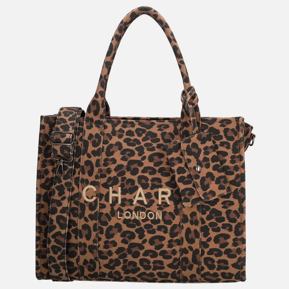 Charm London handtas met laptopvak luipaard