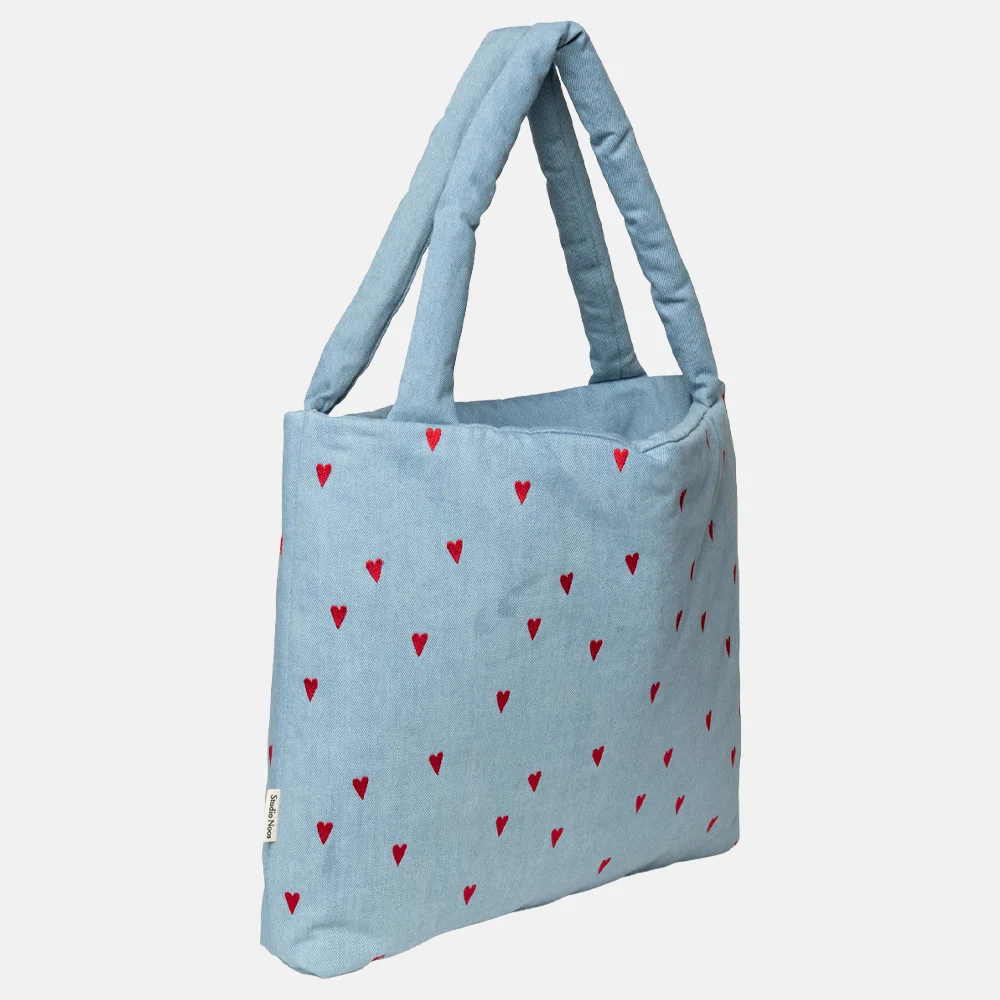 Studio Noos Denim Hearts Mom bag shopper denim bij Duifhuizen