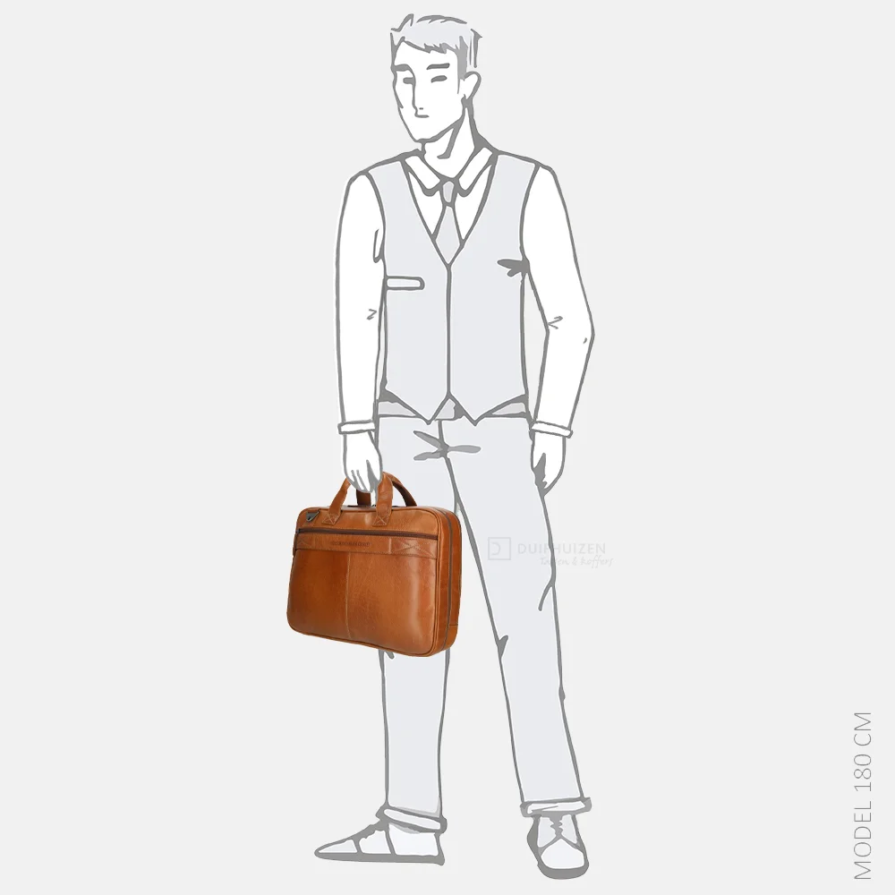 Chesterfield Novum laptoptas 15 inch cognac bij Duifhuizen