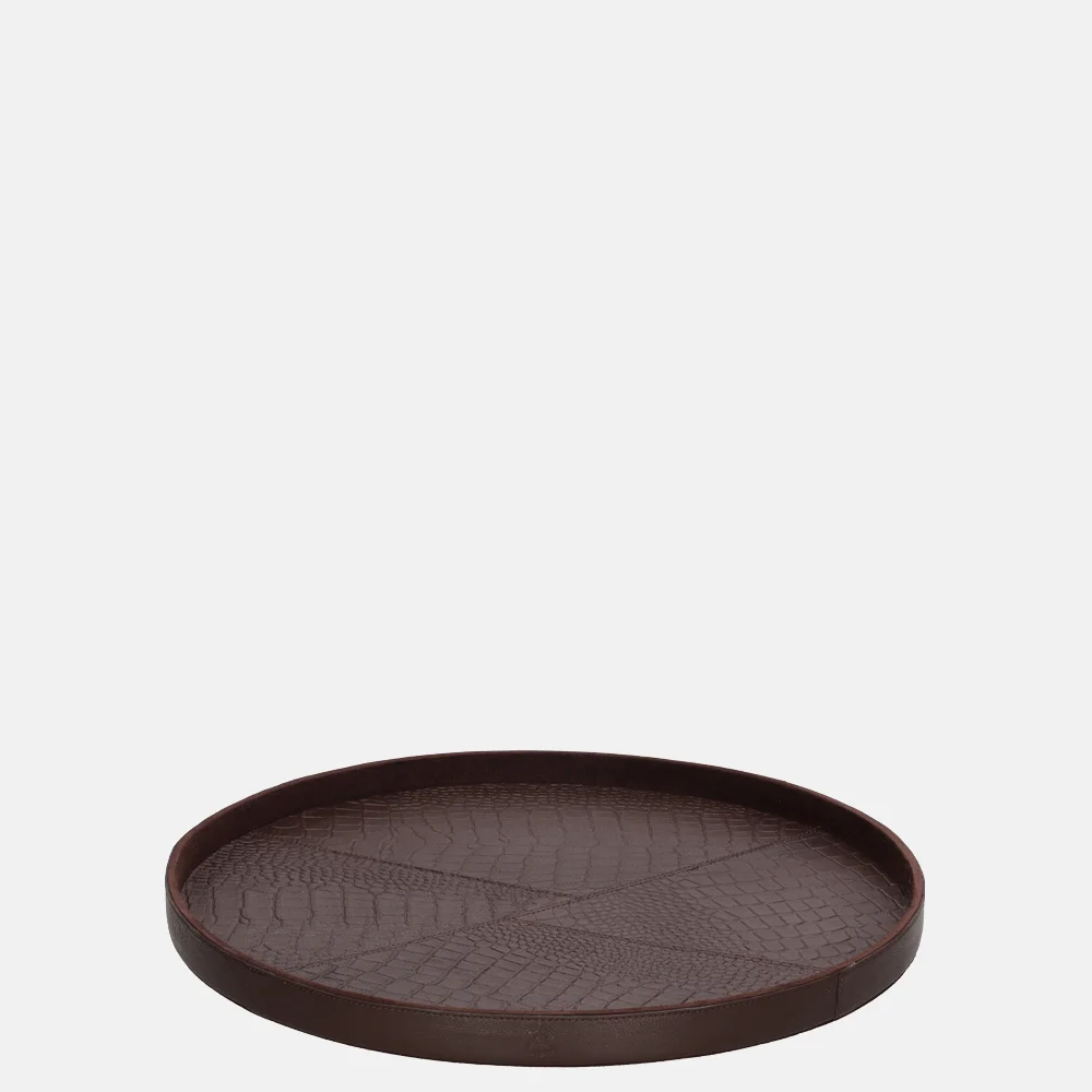 Chamada leren dienblad rond croco M donkerbruin