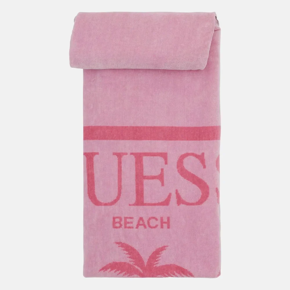 Guess Towel Beach Triangle strandhanddoek poster pink bij Duifhuizen