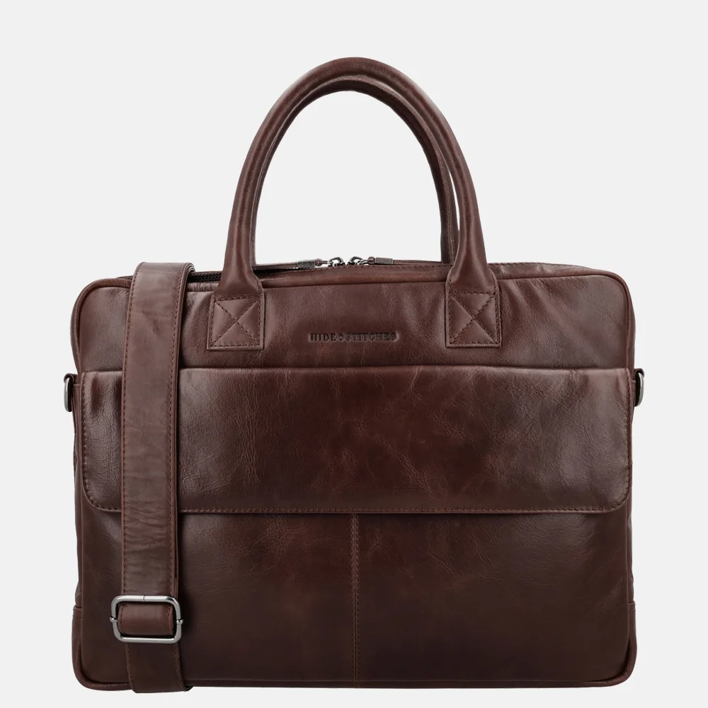Hide & Stitches Porto laptoptas 15 inch donkerbruin