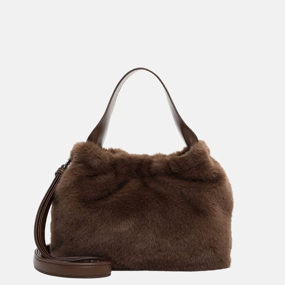 Emily & Noah faux fur handtas XS brown
