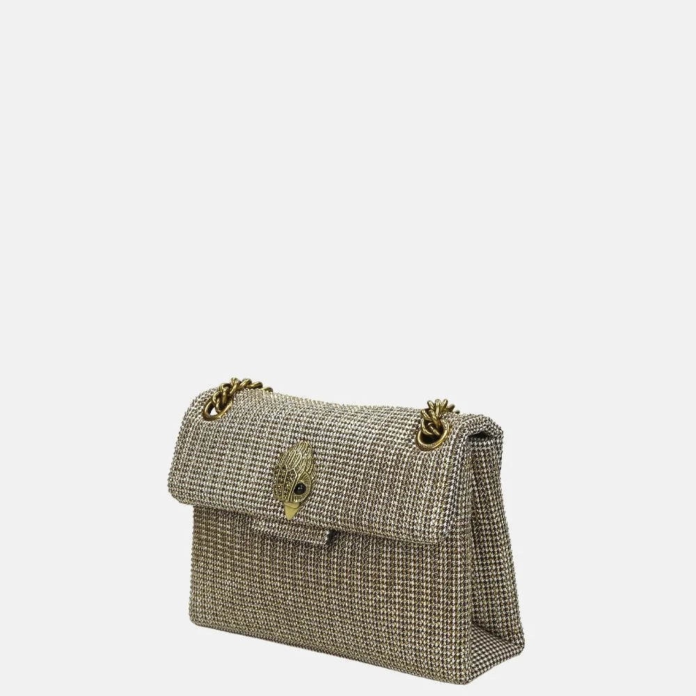 Kurt Geiger fabric mini kensington V studjes crossbody tas gold bij Duifhuizen