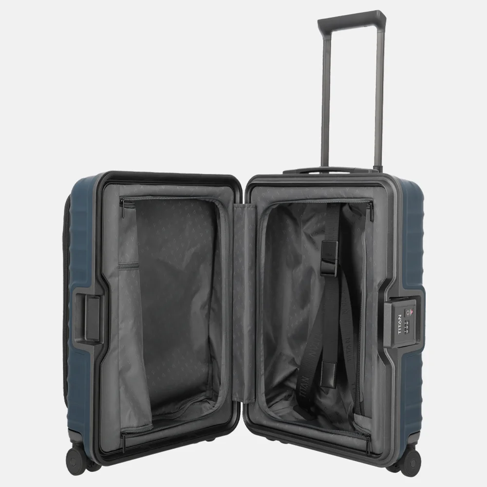 Titan Upgrade Overseas handbagage koffer frontpocket 55 cm midnight blue bij Duifhuizen