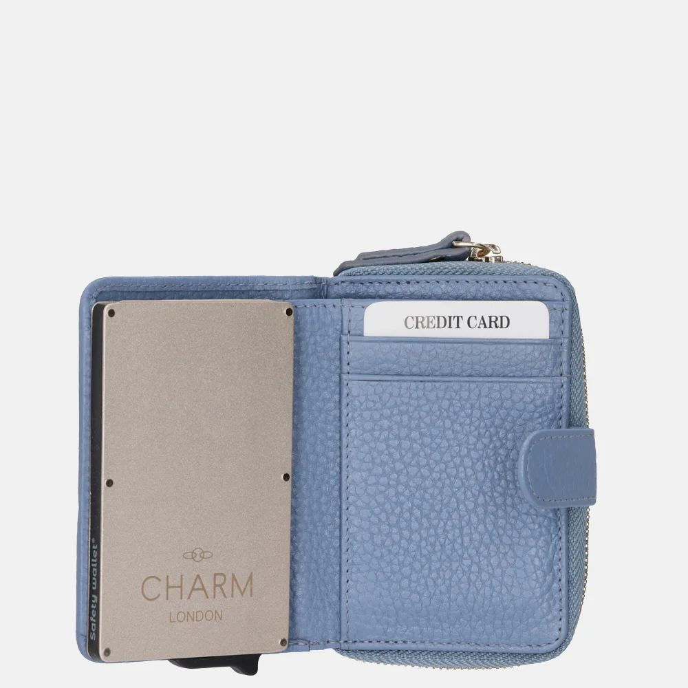 Charm London safety wallet portemonnee baby blauw bij Duifhuizen