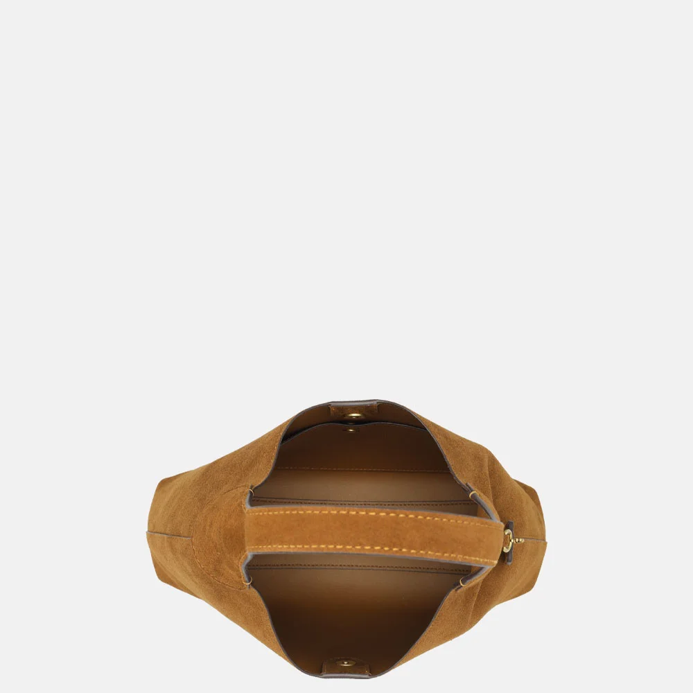 Coach Brooklyn suede buideltas 28' warm brown bij Duifhuizen