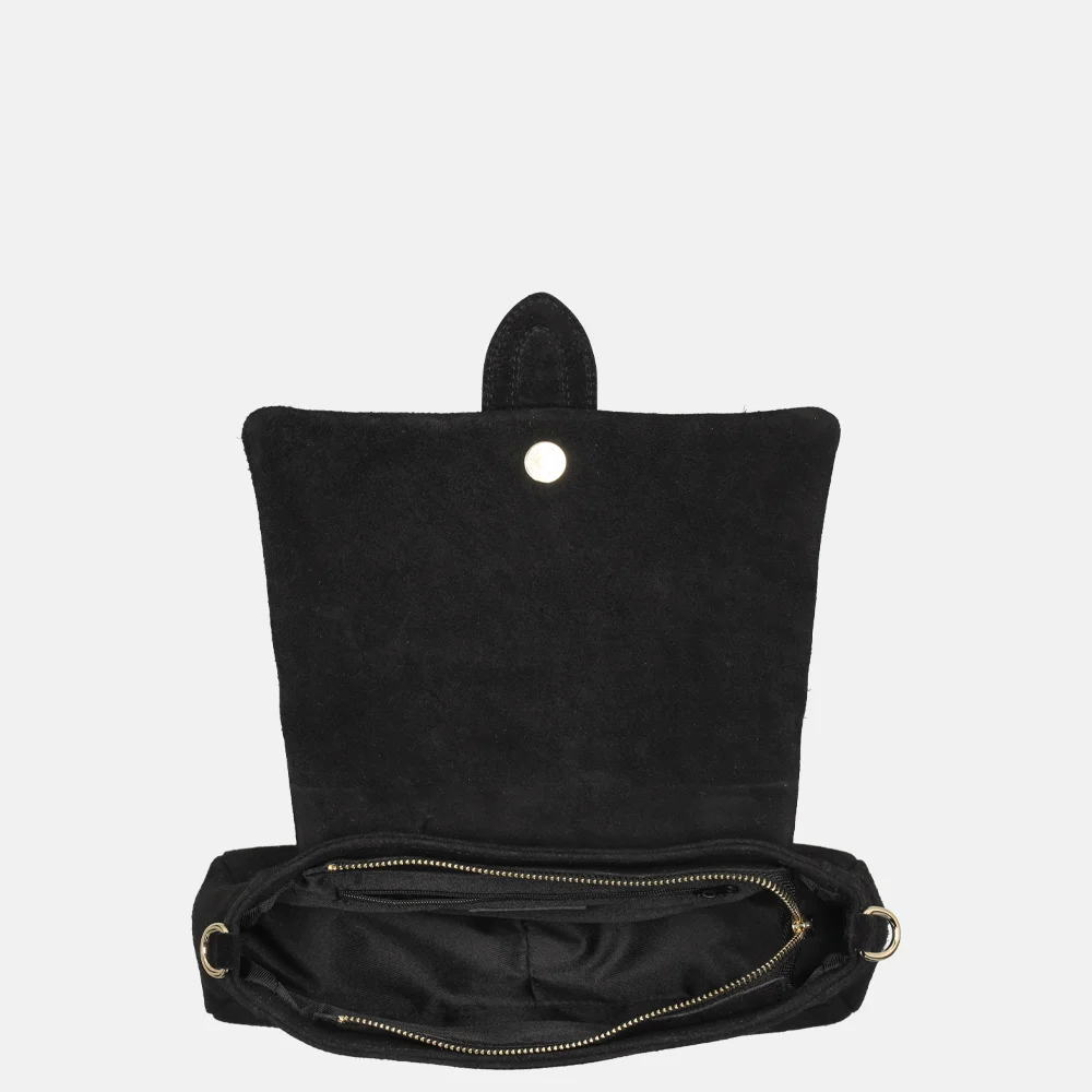 Charm London overslag schoudertas suede zwart bij Duifhuizen