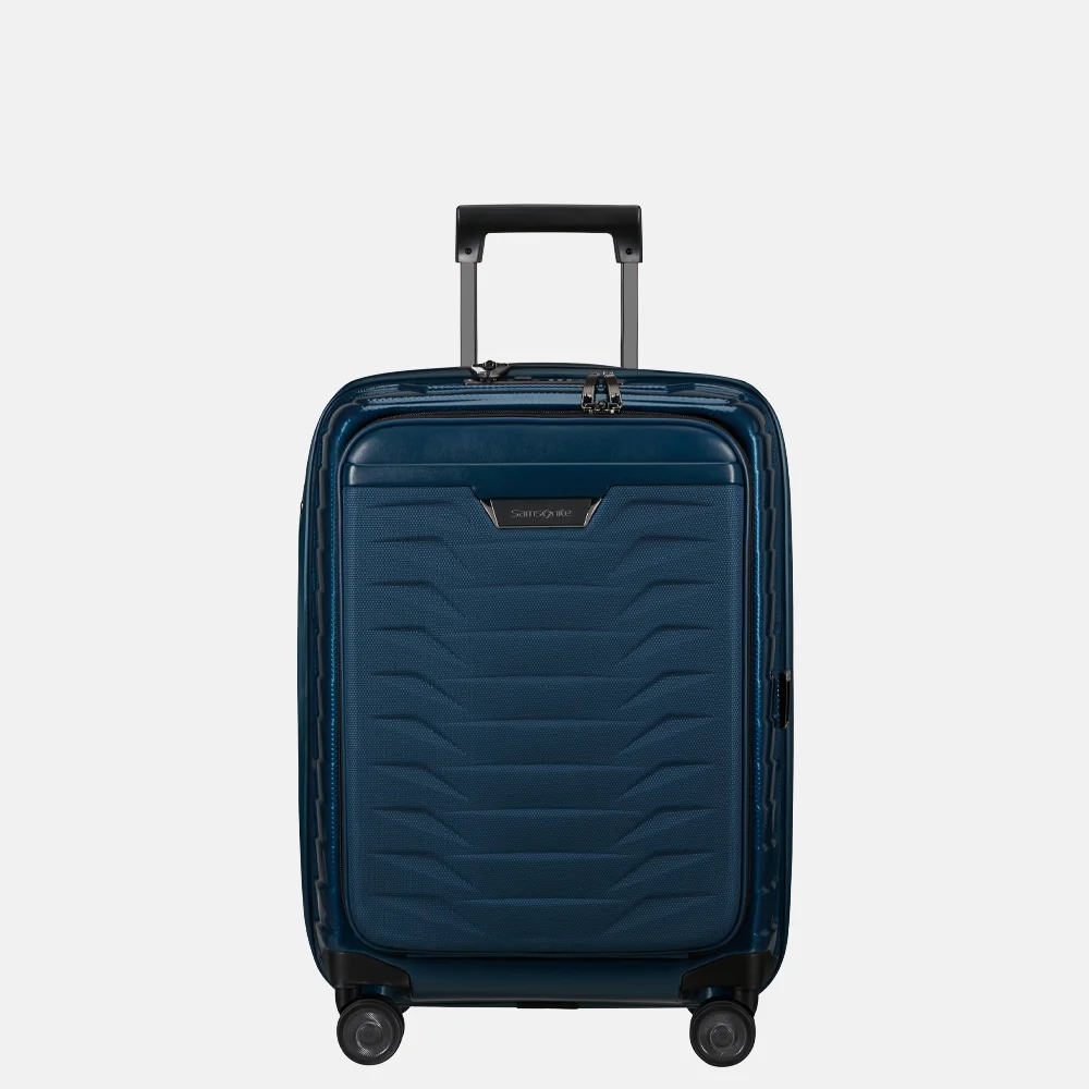 Samsonite Proxis frontpocket handbagage koffer 55 cm expandable petrol blue bij Duifhuizen