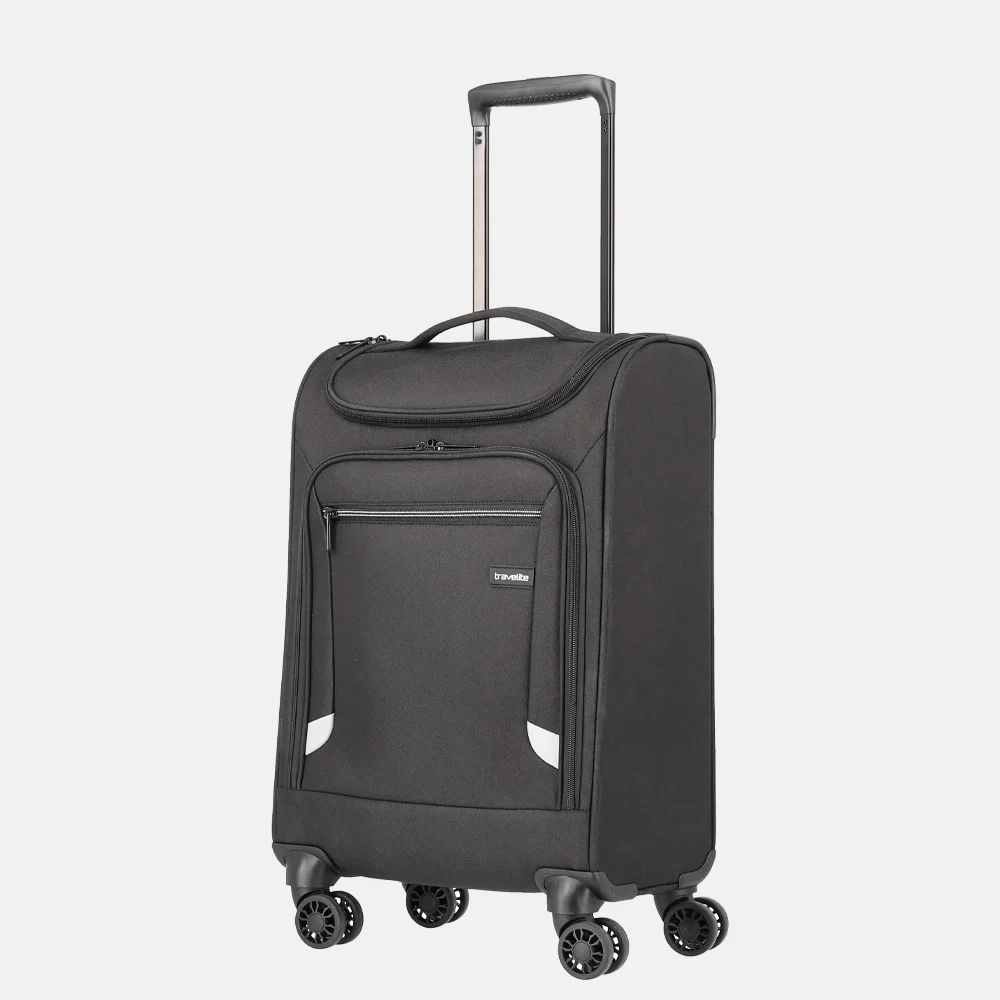 Travelite toploader handbagage koffer 55 cm black bij Duifhuizen