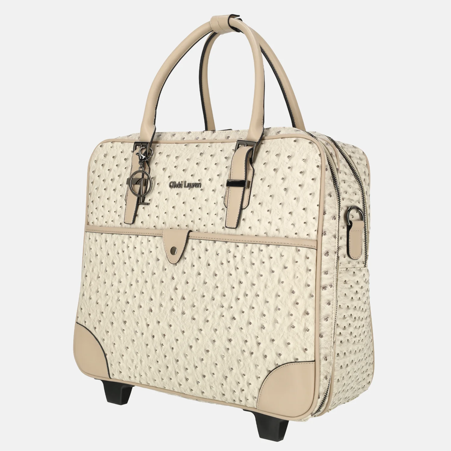 Olivia Lauren business trolley 42 CM 16 inch beige bij Duifhuizen