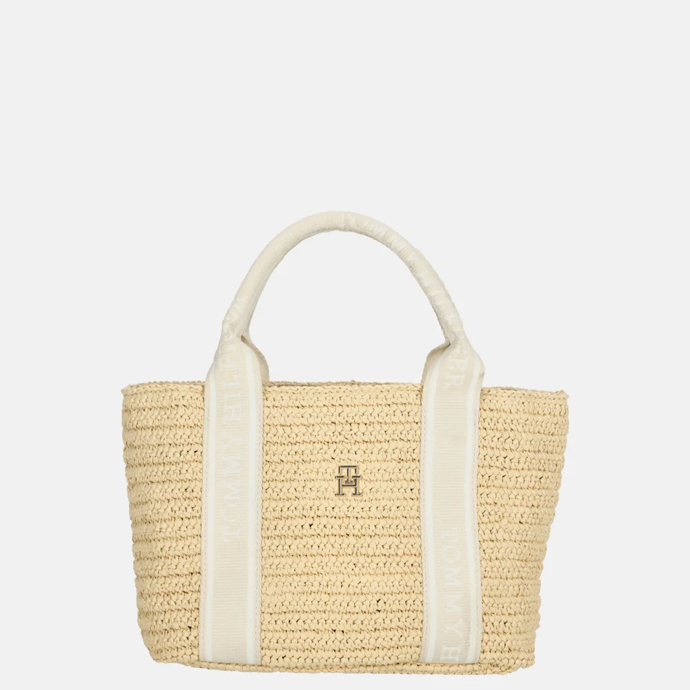 Tommy Hilfiger Riet Spring Logotape handtas mini beige bij Duifhuizen