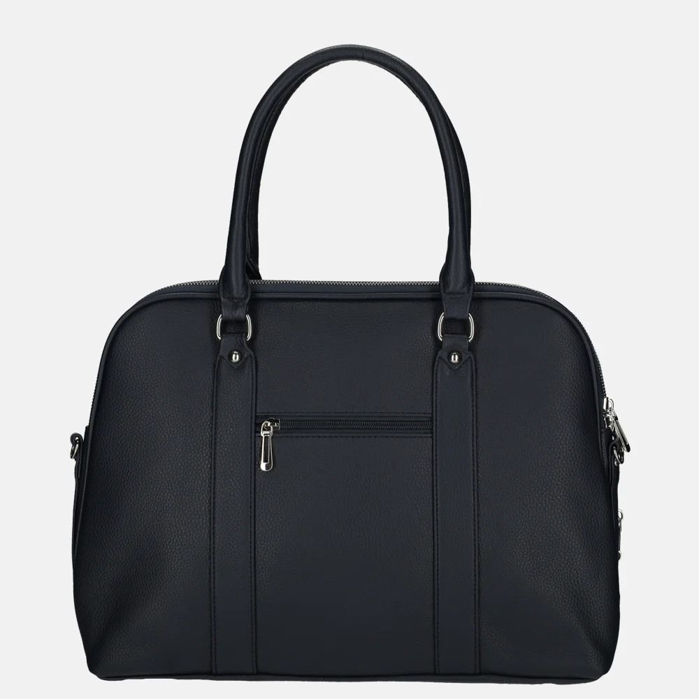 Flora & Co shopper met laptopvak navy bij Duifhuizen