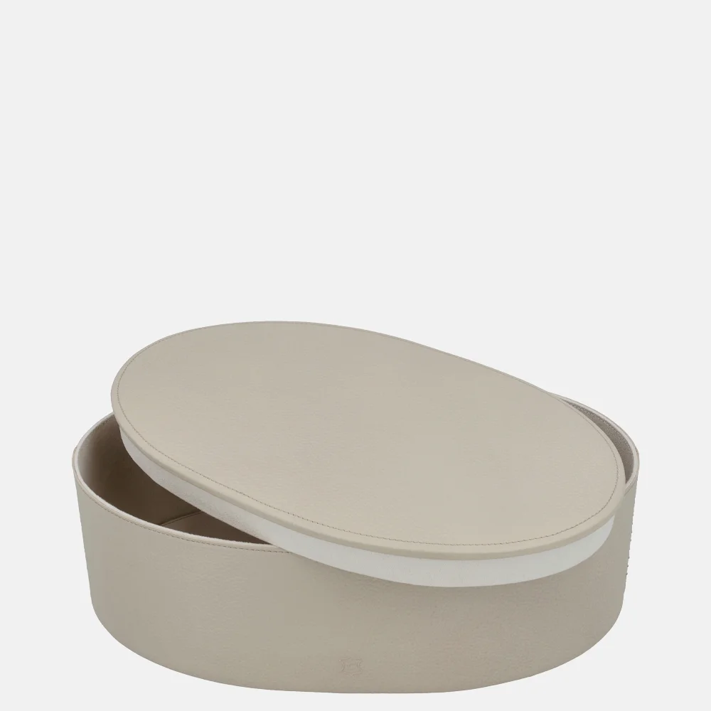 Chamada leren opbergbox ovaal effen L beige