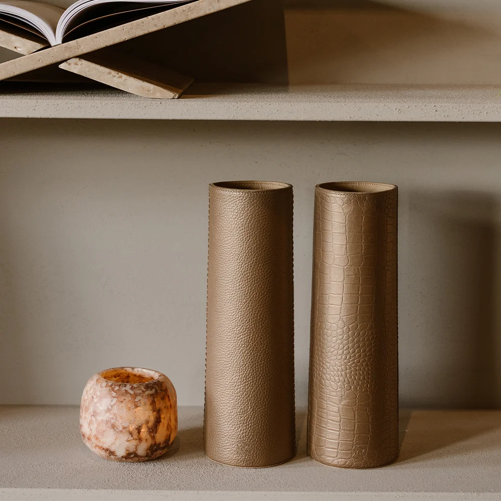 Chamada leren vaas croco S koper bij Duifhuizen