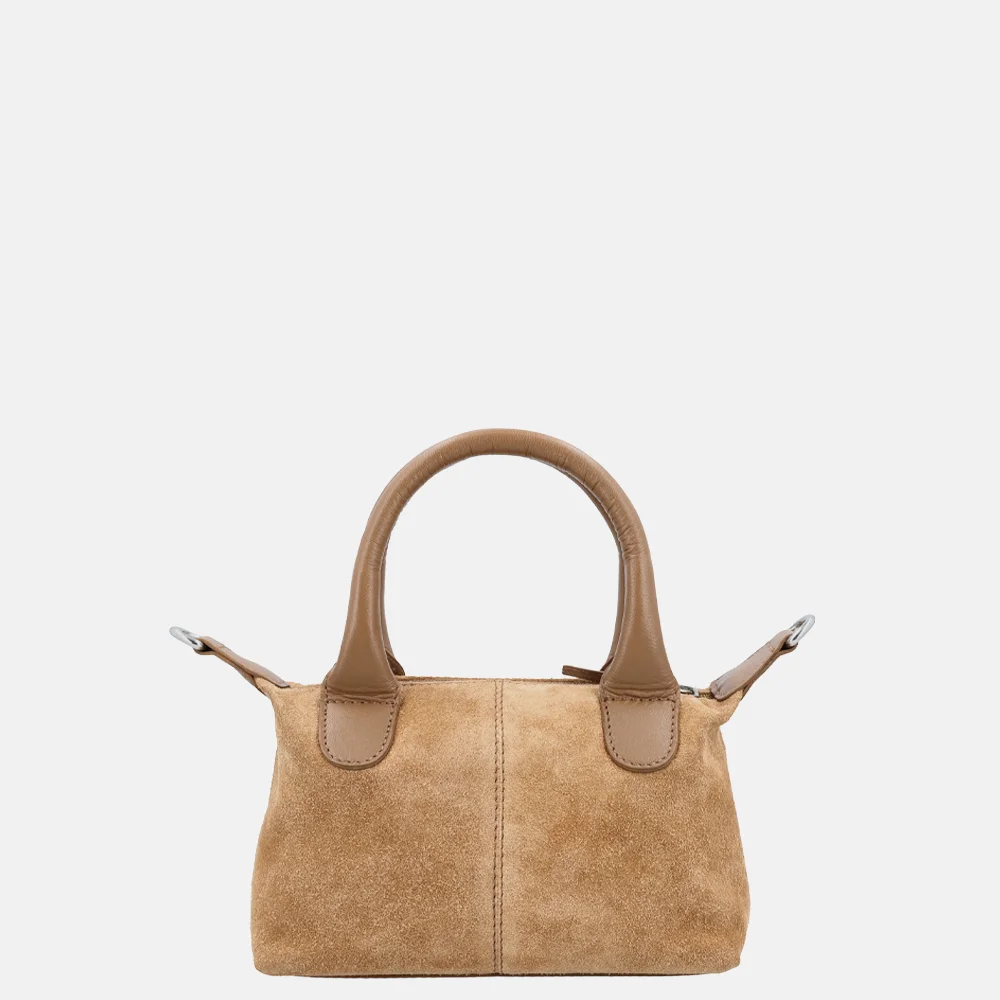 Charm London Buckingham crossbody tas XS suede camel bij Duifhuizen