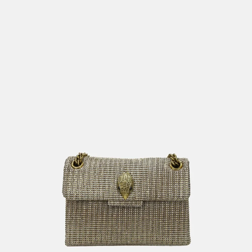 Kurt Geiger fabric mini kensington V studjes crossbody tas gold bij Duifhuizen