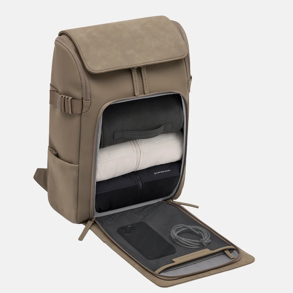 Kapten & Son Bali laptoprugzak M 15 inch walnut bij Duifhuizen