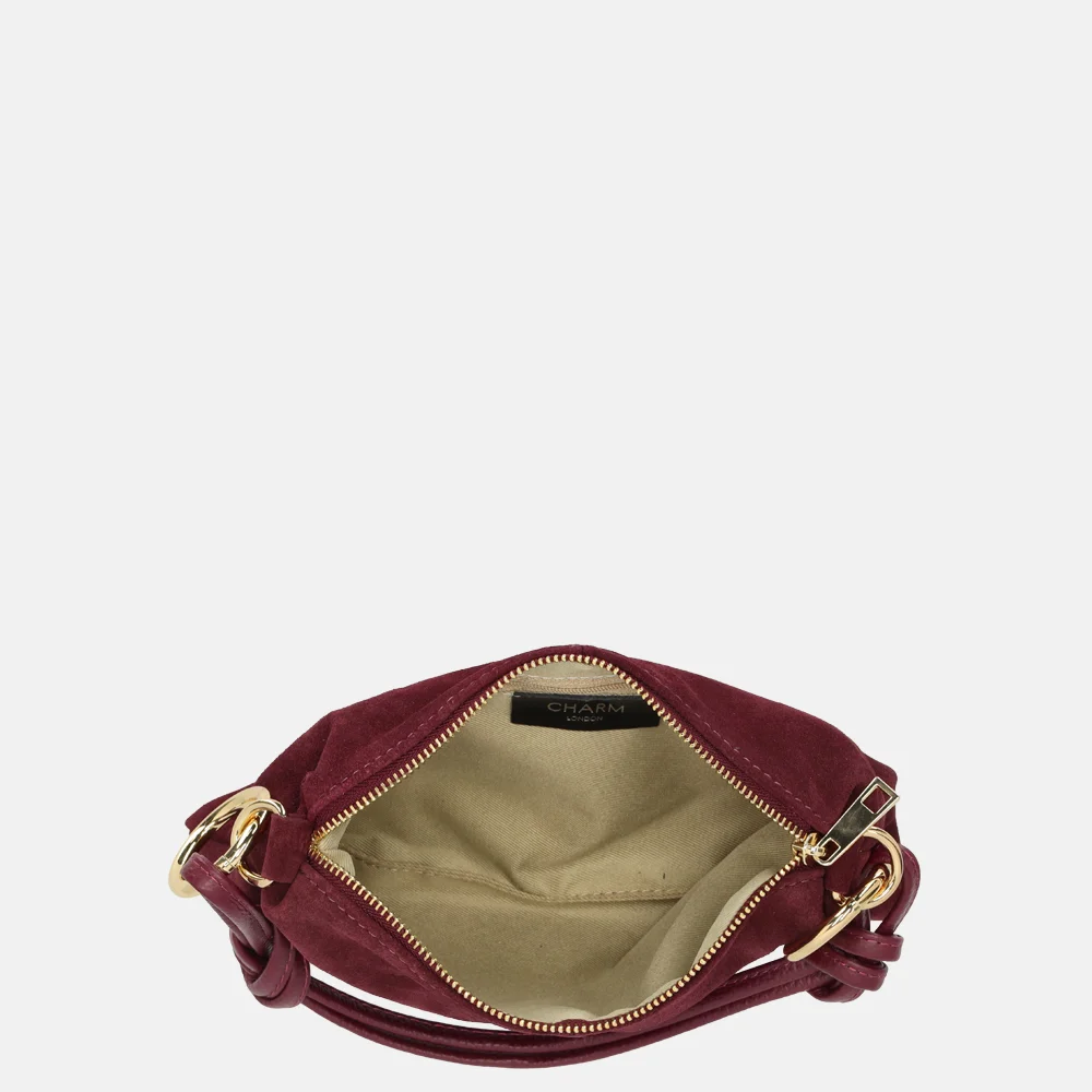Charm London crossbody tas suede bordeaux bij Duifhuizen