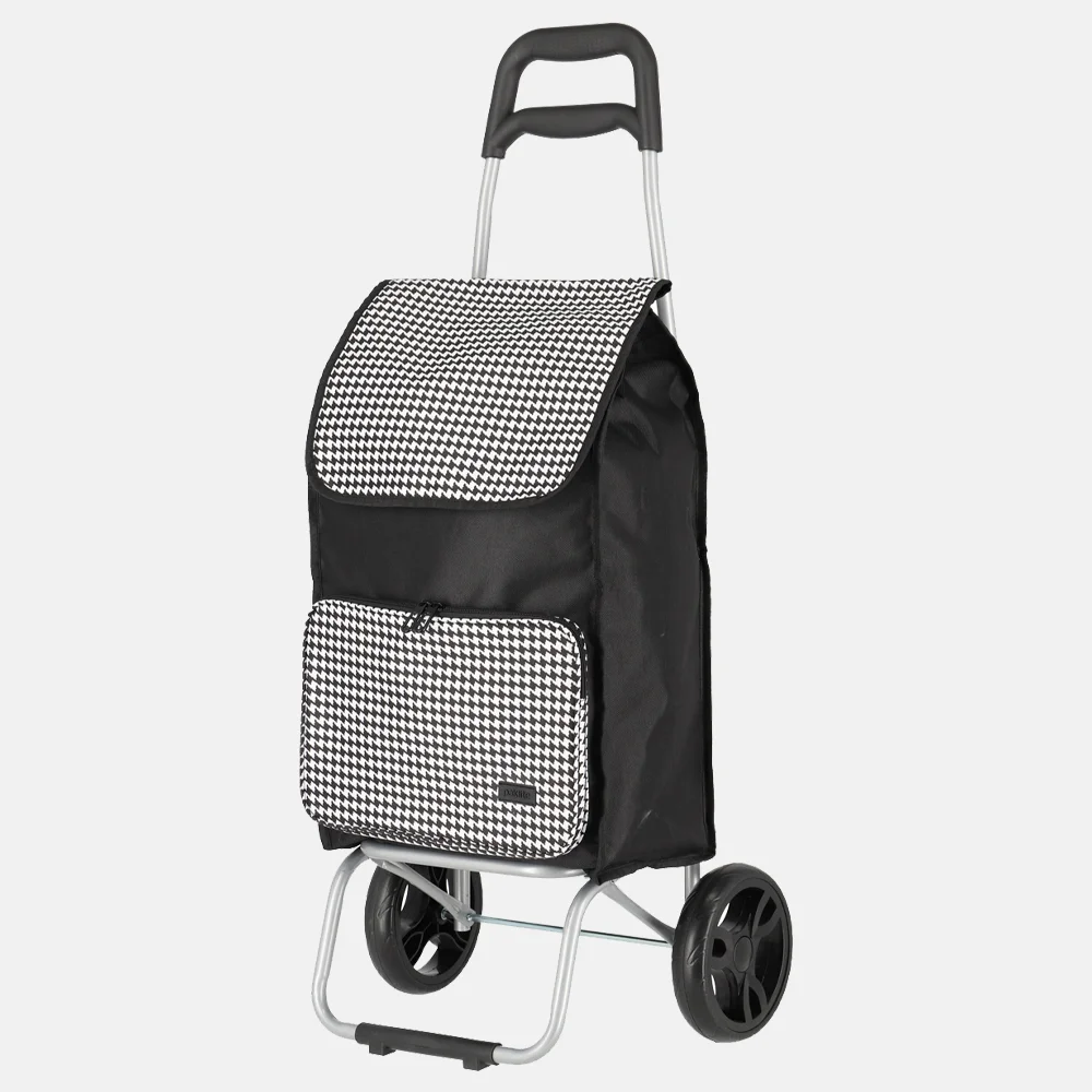 Travelite Paklite boodschappentrolley black bird printing bij Duifhuizen