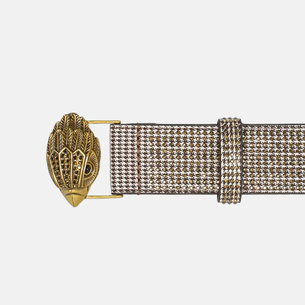 Kurt Geiger Kensington 38 riem 3,5 cm gold fabric bij Duifhuizen