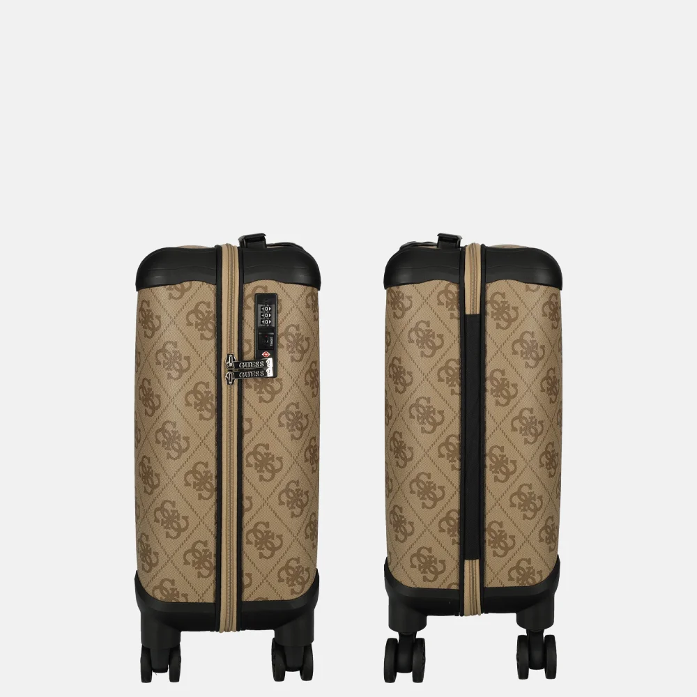 Guess Berta Spinner S handbagage koffer 53 cm latte logo/brown bij Duifhuizen