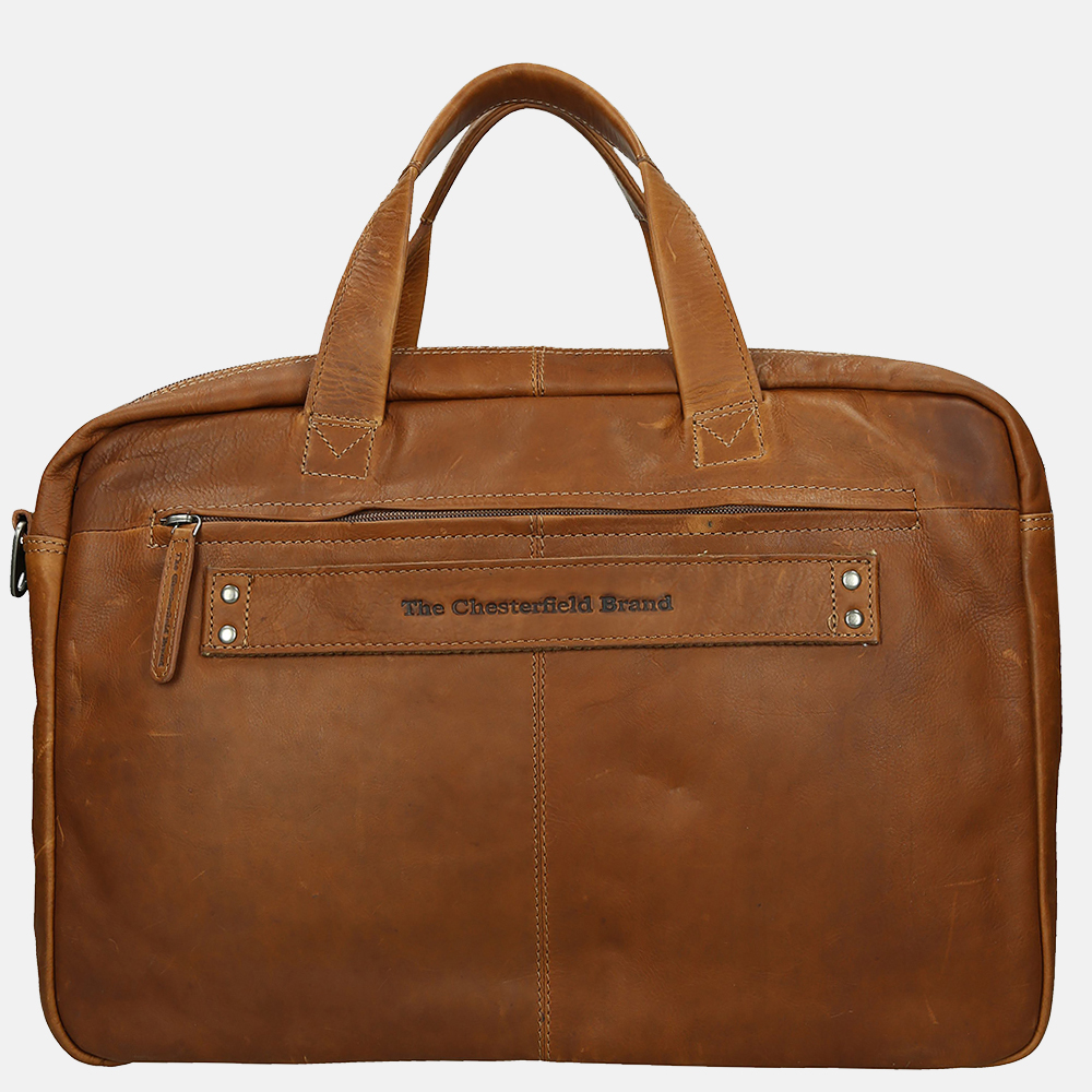 Chesterfield Ryan laptoptas 17 inch cognac bij Duifhuizen