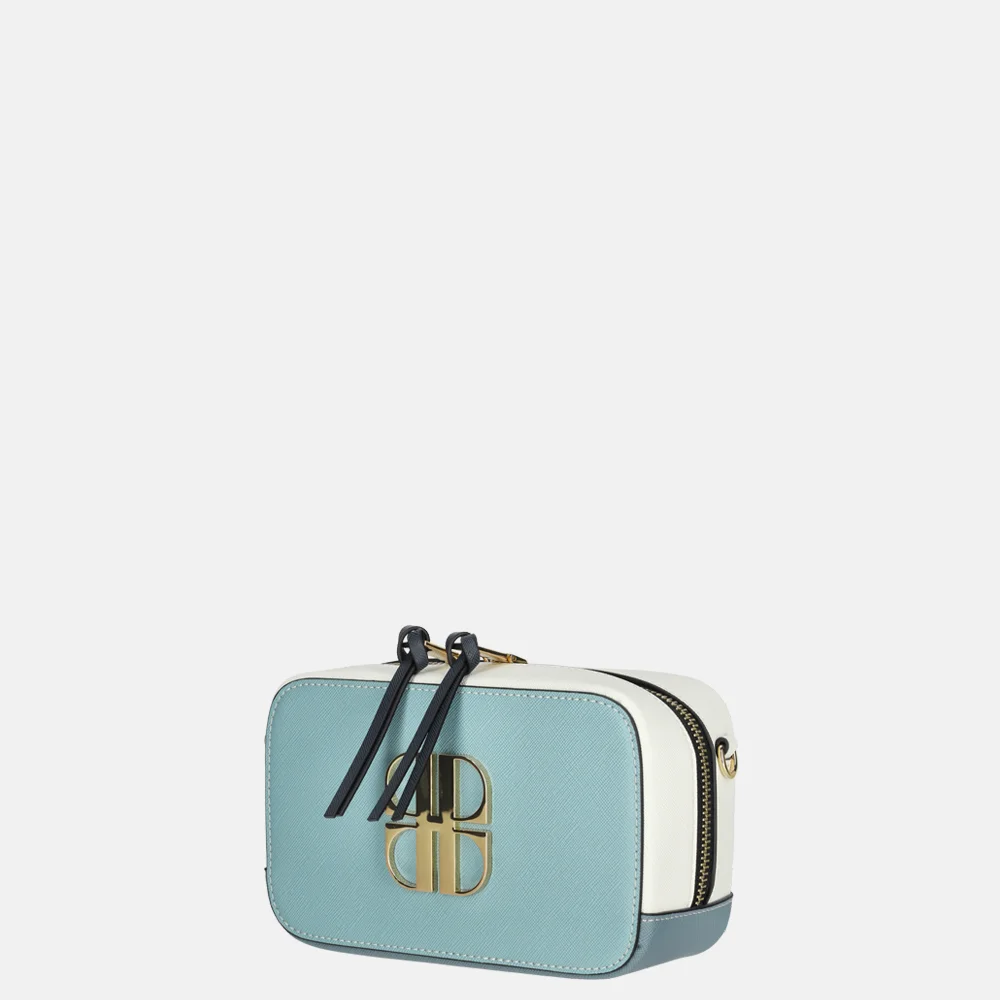 Laurent David Saffiano crossbody tas blue bij Duifhuizen