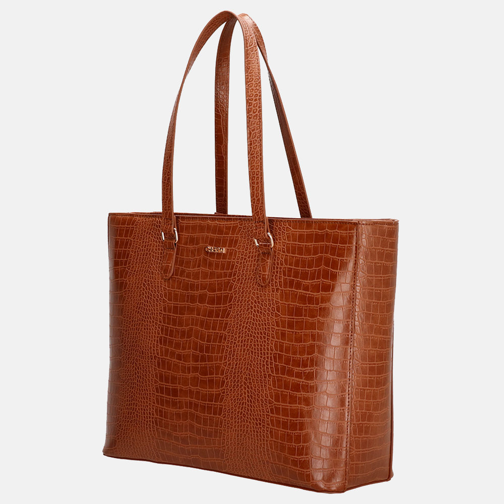 Charm London Midwood shopper 15.6 inch cognac bij Duifhuizen