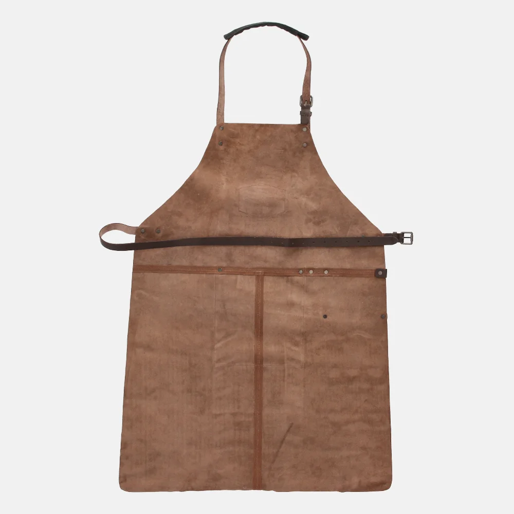Vaderdag special lederen barbecue schort cognac bij Duifhuizen