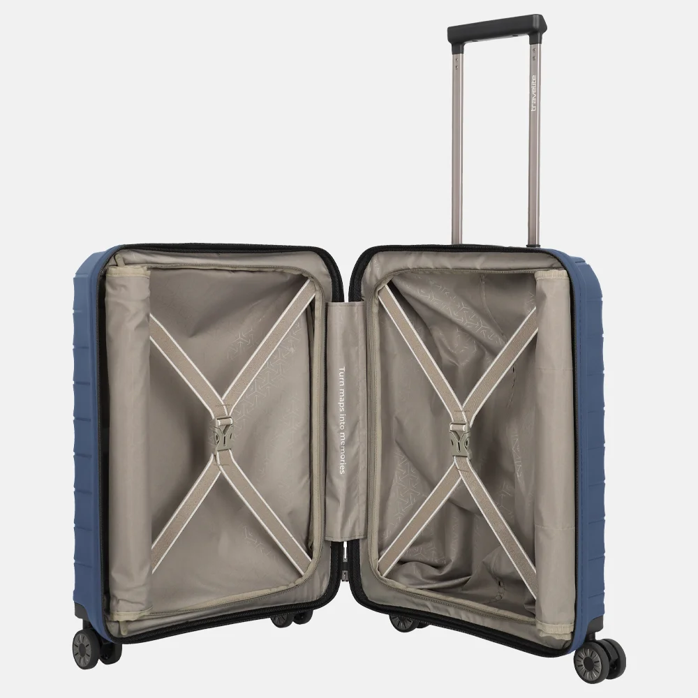 Travelite Mooby frontpocket handbagage koffer 55 cm blue bij Duifhuizen