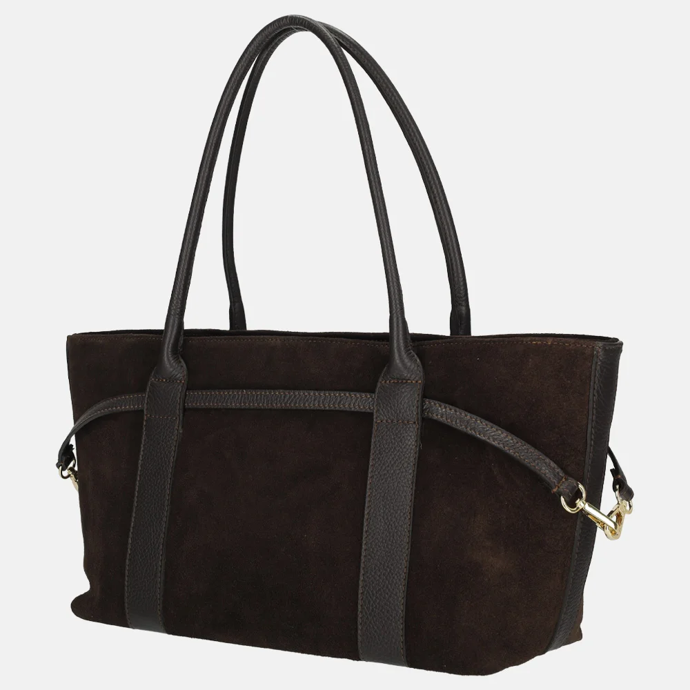 Charm London shopper suede donkerbruin bij Duifhuizen