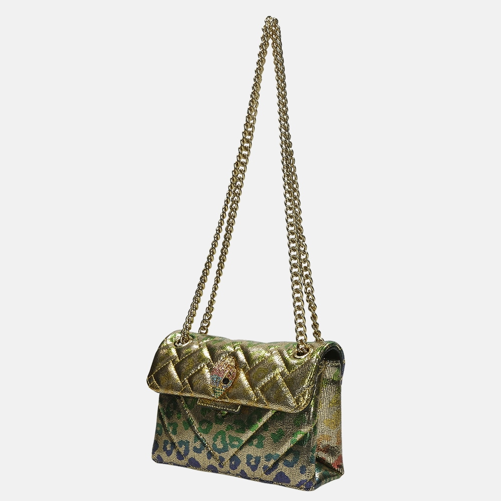 Kurt Geiger leather mini Kensington crossbody tas panther gold/comb  bij Duifhuizen