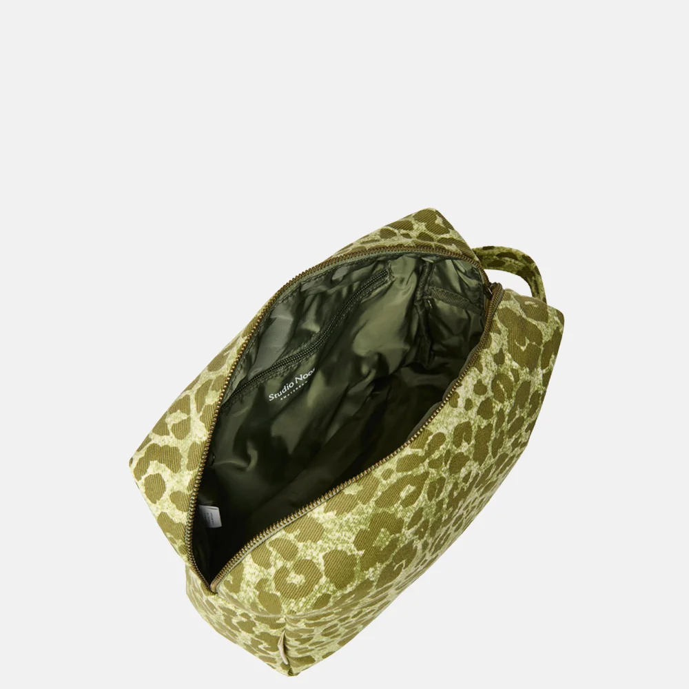 Studio Noos Cotton Twill toilettas green leopard bij Duifhuizen