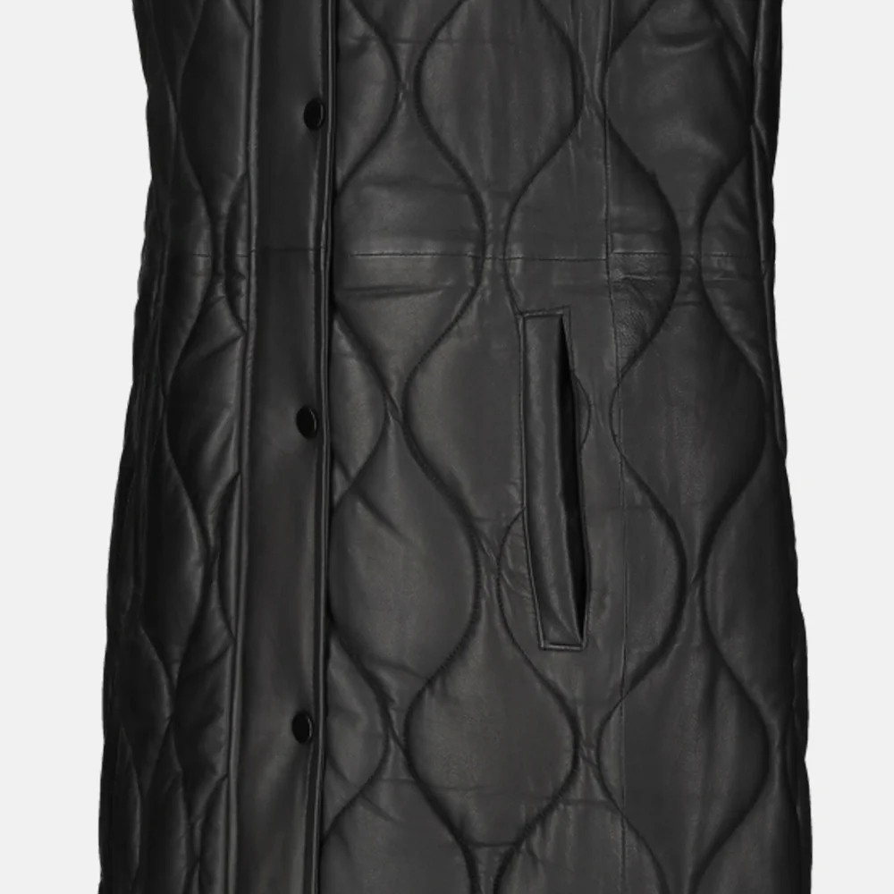 Dekkers Ledermode Julia bodywarmer lang zwart bij Duifhuizen