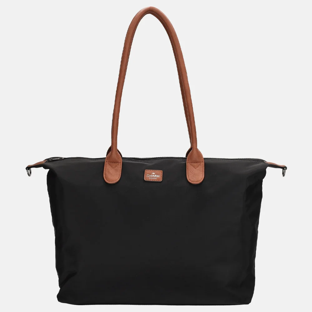 Charm London Buckingham shopper met 15.6 inch laptopvak L zwart bij Duifhuizen