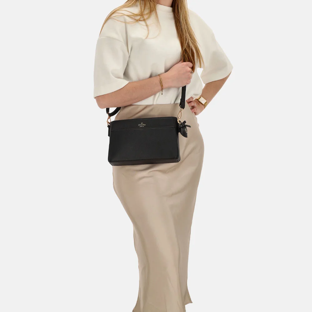 Charm London Cambridge crossbody tas zwart bij Duifhuizen