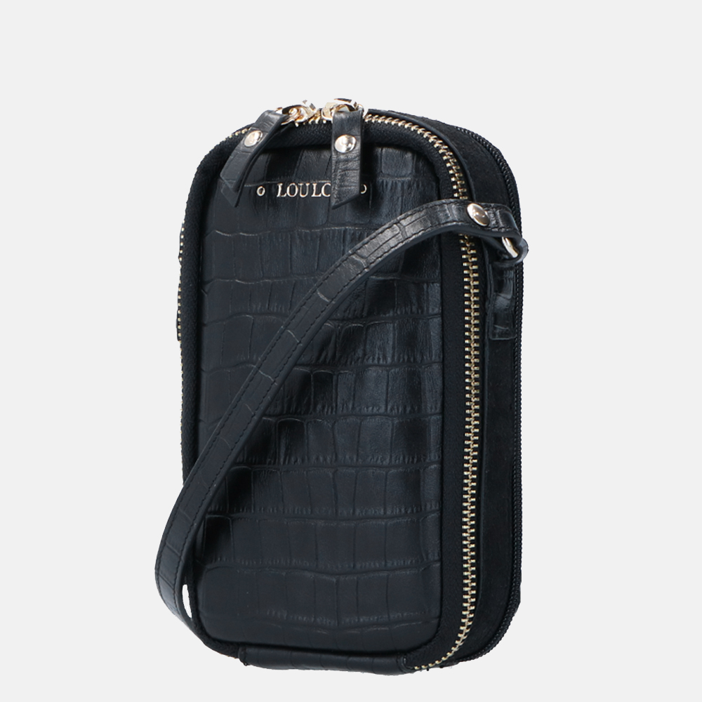 LouLou Essentiels Classy Croco telefoontas black bij Duifhuizen