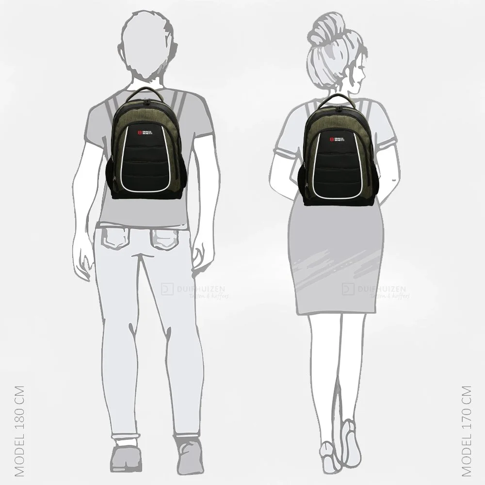 Enrico Benetti Campus rugzak M zwart olive bij Duifhuizen