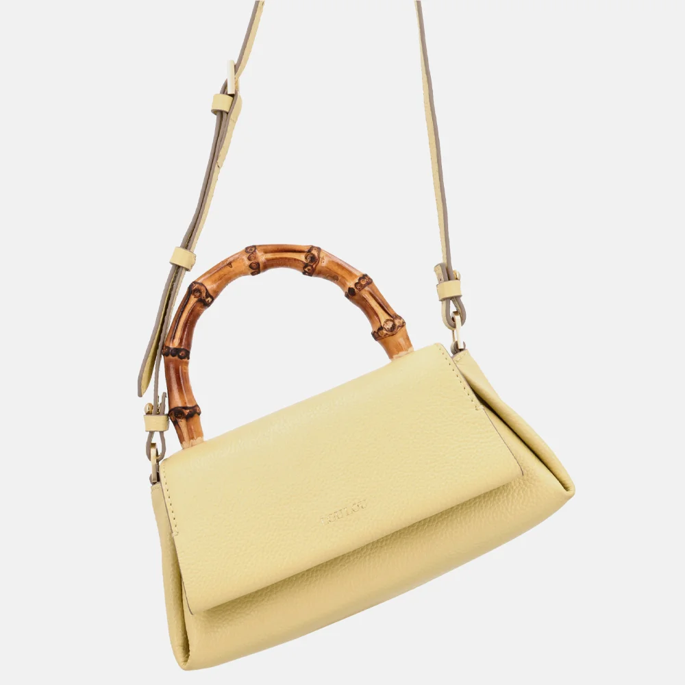Loulou Essentiels Mae Bamboo handtas sorbet yellow bij Duifhuizen